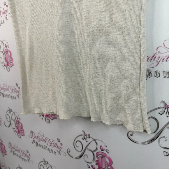 Zara T-shirt buttons knit cream white top shirt Beige Short Sleeve Top - Picture 3 of 11